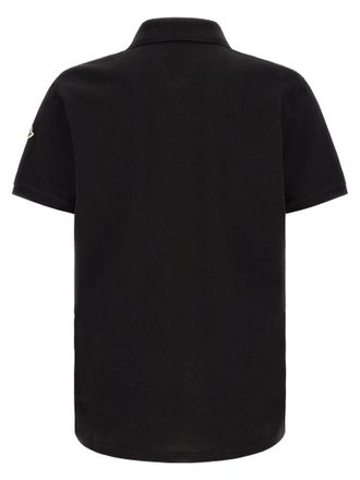 Moncler Tricolor Detail Cotton Piqu&eacute; Polo Shirt - Black