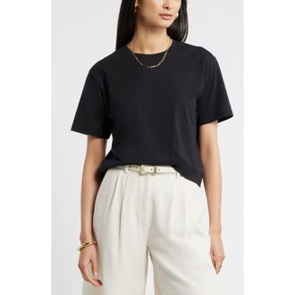 Nordstrom Relaxed Fit Pima Cotton Crewneck T-Shirt in Black at Nordstrom, Size Xx-Large