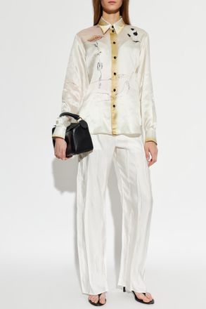 Christophe Lemaire Silk Shirt With Print, Womens, Cream
