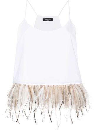 Fabiana Filippi Top smanicato con piume - Bianco
