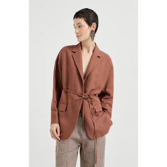 Brunello Cucinelli Fluid twill blazer in Orange at Nordstrom, Size 34 It