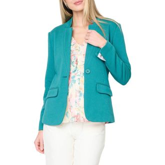 Gibsonlook Inverted Notch Collar Cotton Blend Knit Blazer in North Sea Green at Nordstrom, Size Xx-Small