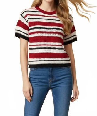 Pinch Design Crochet Sweater In Navy Red