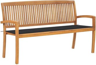 vidaXL Vidaxl - Banco De Jard&iacute;n Apilable Con Coj&iacute;n Madera Maciza Teca 159 Cm