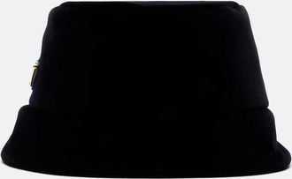 Prada Cappello da pescatore in velluto di cotone con logo