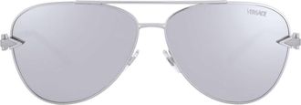 Versace Light Grey Silver Mirror Pilot Mens Sunglasses VE2283 10006G 61