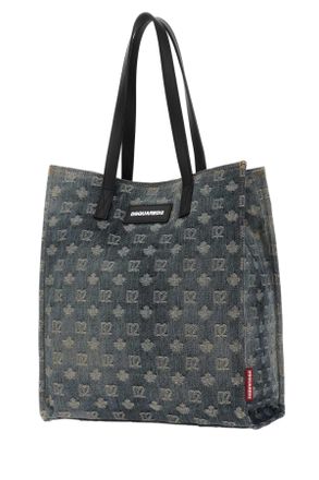 Dsquared2 Embroidered D2 Logo Denim Tote Bag - Gray