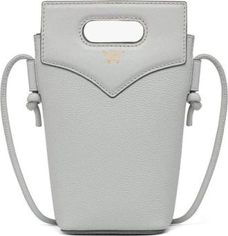 MCM Mcm, Tassen, Dames, Grijs, ONE Size, Leer, Diamond Pouch om te hangen in gestructureerd leer