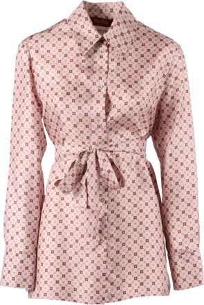 Max Mara Boccale belted geometric-print shirt - Pink