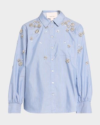 Cinq &agrave; Sept Lola Pinstripe Embellished Shirt