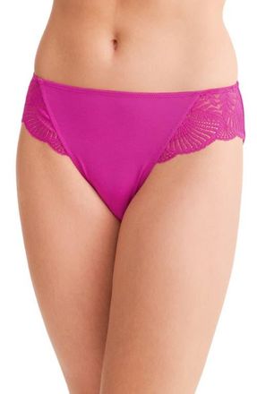Fleur't Belle Epoque Lace Trim Microfiber Briefs in Passion Fruit at Nordstrom, Size Xx-Large