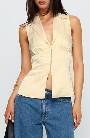 Princess Polly My Truth Satin Vest in Cream at Nordstrom, Size 12