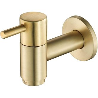 OEM Grifo Redondo De Cobre Chapado En Oro Para Lavadora, 1 Unidad, Montaje En Pared, Para Jard&iacute;n Exterior, Ba&ntilde;o, Lavadora -crezuo