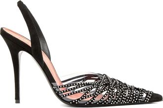 Amina Muaddi Zwarte Slingback Pumps - Dames - Pumps - Zwart - 39 EU - Schoenen