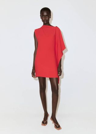 Mango Vestito collo asimmetrico dettaglio metallo rosso - Donna - S - MANGO