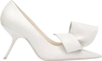 Ferragamo Erica 105 Leather Bow Stiletto Pumps, Size 8.5 C