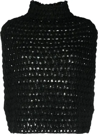Merci mock-neck open-knit vest - women - Mohair/Acrylic/Polyamide - L - Black
