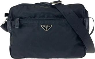 Prada Pre-owned Cross Body Bags, female, Black, Size: ONE SIZE Pre-owned Nylon Cross Body Bag