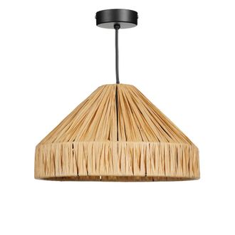 MiCa Decorations L&aacute;mpara colgante de rafia marr&oacute;n claro D30