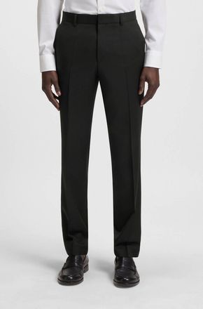 HUGO BOSS Regular-Fit Virgin-Wool Serge Trousers In Black