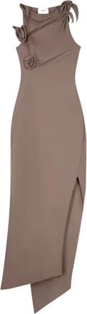 Coperni Flower Midi Dress - Dames - Casual kleedjes - Bruin - M - Satijn - Kleedjes