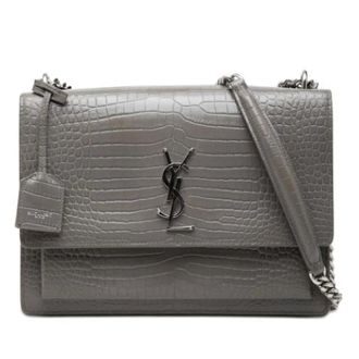 Saint Laurent Tweedehands leren schoudertassen - Dames - Pre-owned - Grijs - Maat: ONE Size Leer