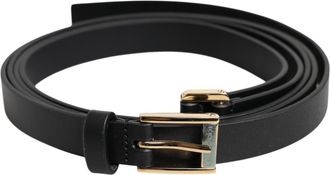 Dolce & Gabbana Black Classic Gold Metal Logo Buckle Mens Belt