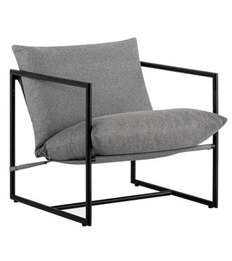 Home Heavenly Butaca moderna tapizada en tela gris con estructura met&aacute;lica