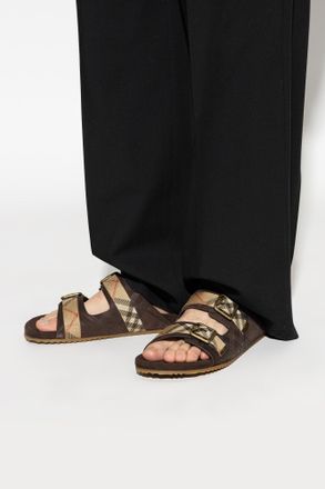 Burberry Slides With Logo, Mens, Brown