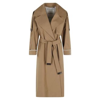 Max Mara Trench Coats, female, Brown, Size: M Oversized Water-Repellent Twill Trench Coat