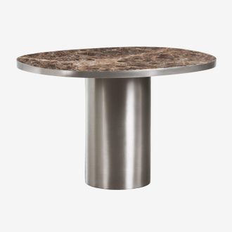 Sklum Mesa De Comedor Ovalada 120x100 Cm En Piedra Natural Y Acero Inoxidable Fertrix Sklum