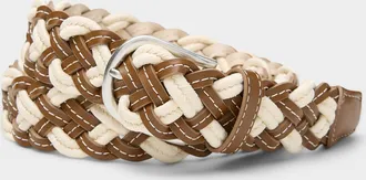 LEYVA Mens Leather and fabric braided belt