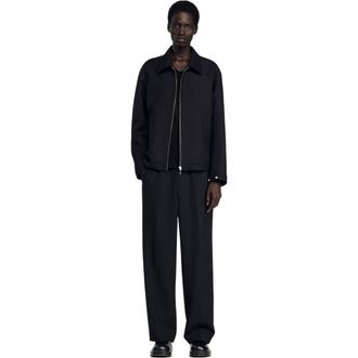 Sandro Zip-up jacket in Black at Nordstrom, Size Xx-Large
