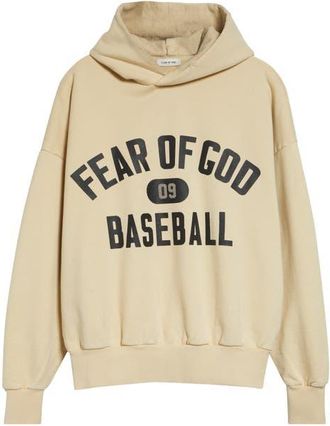 Fear of God Classic Fit 09 Cotton Fleece Logo Graphic Hoodie in Dirty Ivory at Nordstrom, Size X-Large