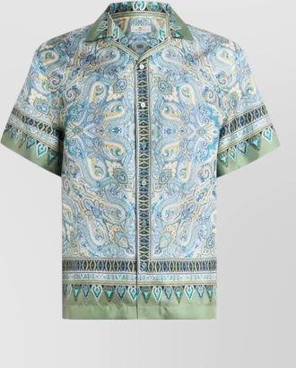 Etro silk bowling shirt short sleeves paisley trim