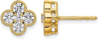 Diamond2Deal 14k Yellow Gold 1 Ct Lab Grown Diamond Bloom Floral Stud Earrings