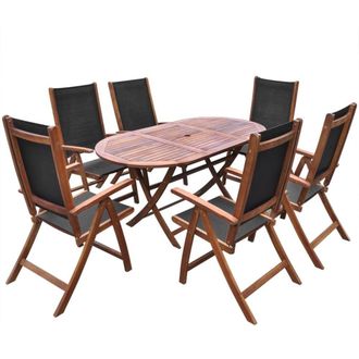 Berkfield Home 9 Piece Outdoor Dining Set with Cushions Solid Acacia Wood in Brown