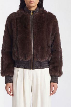 Zimmermann Giacca a collo alto in pelliccia sintetica con chiusura zip