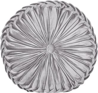 Beliani Coj&iacute;n De Terciopelo Gris 40 Cm Pliegues Accesorio Minimalista Moderno Udala