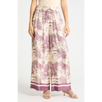 Joie Safari Print Wide Leg Pull-On Pants in Mauve/Ivory at Nordstrom Rack, Size X-Small