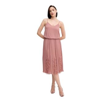 Sandro Ferrone Kleedjes, Dames, Oranje, S, Polyester, Midi Jurk