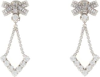 Alessandra Rich Silver Bow-Pendant Earrings