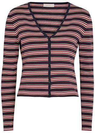 Faithfull The Brand Doris Striped Cotton-blend Cardigan - Navy - S (UK8-10 / S)