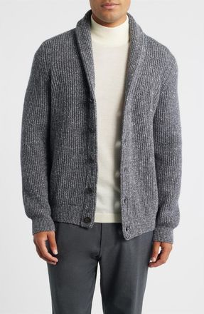 Jack Victor Wool & Silk Shawl Collar Cardigan in Grey at Nordstrom, Size Xx-Large