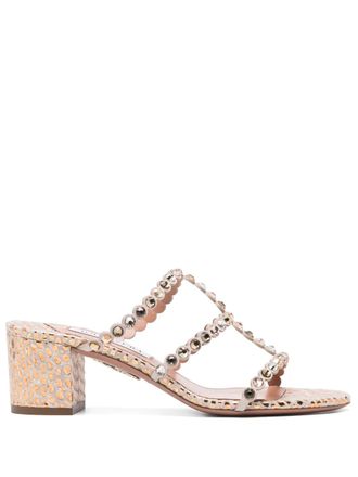 Aquazzura 55mm crystal-embellished sandals - women - Leather/Calf Suede/Calf Leather/glass - 37 - White