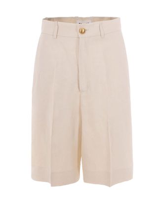 P.A.R.O.S.H. Cream Linen Bermuda Shorts