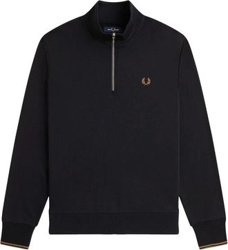 Fred Perry Half Zip Sweatshirt - Heren - Sweatshirts - Zwart - XL - Katoen - Hoodies & sweatvesten