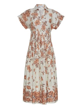 Cara Cara floral-print pleated midi day dress - women - Cotton - S - White