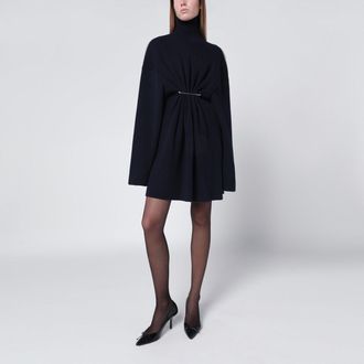 Balenciaga Pinched navy mini dress in wool and cotton