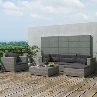 vidaXL Juego De Muebles De Jard&iacute;n 6 Pzs Y Cojines Rat&aacute;n Sint&eacute;tico Gris Vidaxl
